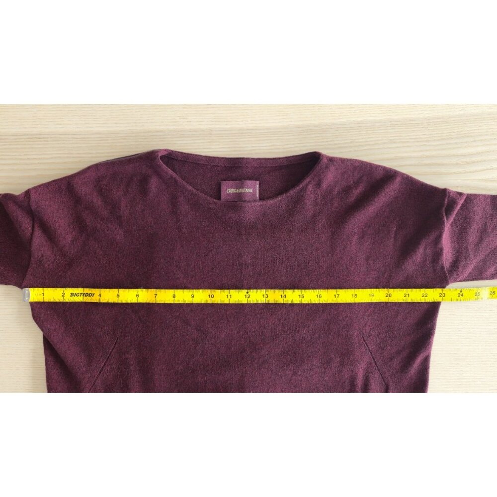 Zadig & Voltaire Burgundy Wool Cashmere Sweater with Leather Detail - Picture 7 of 10
